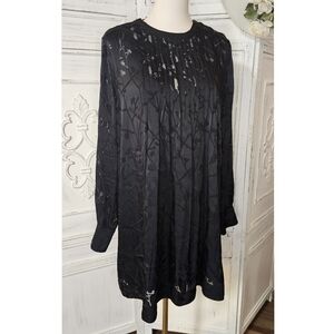 Rag & Bone Black Rubie Burnout Silk Blend Floral Loosed Dress